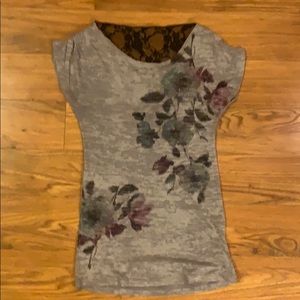 Gray Lacy Back Shirt